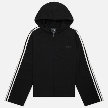 Мужская толстовка Y-3 Wire 3-Stripes Full Zip Hoodie, цвет чёрный, размер M