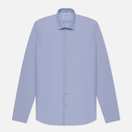 фото Мужская рубашка calvin klein jeans twill easy care fitted, цвет голубой, размер 39