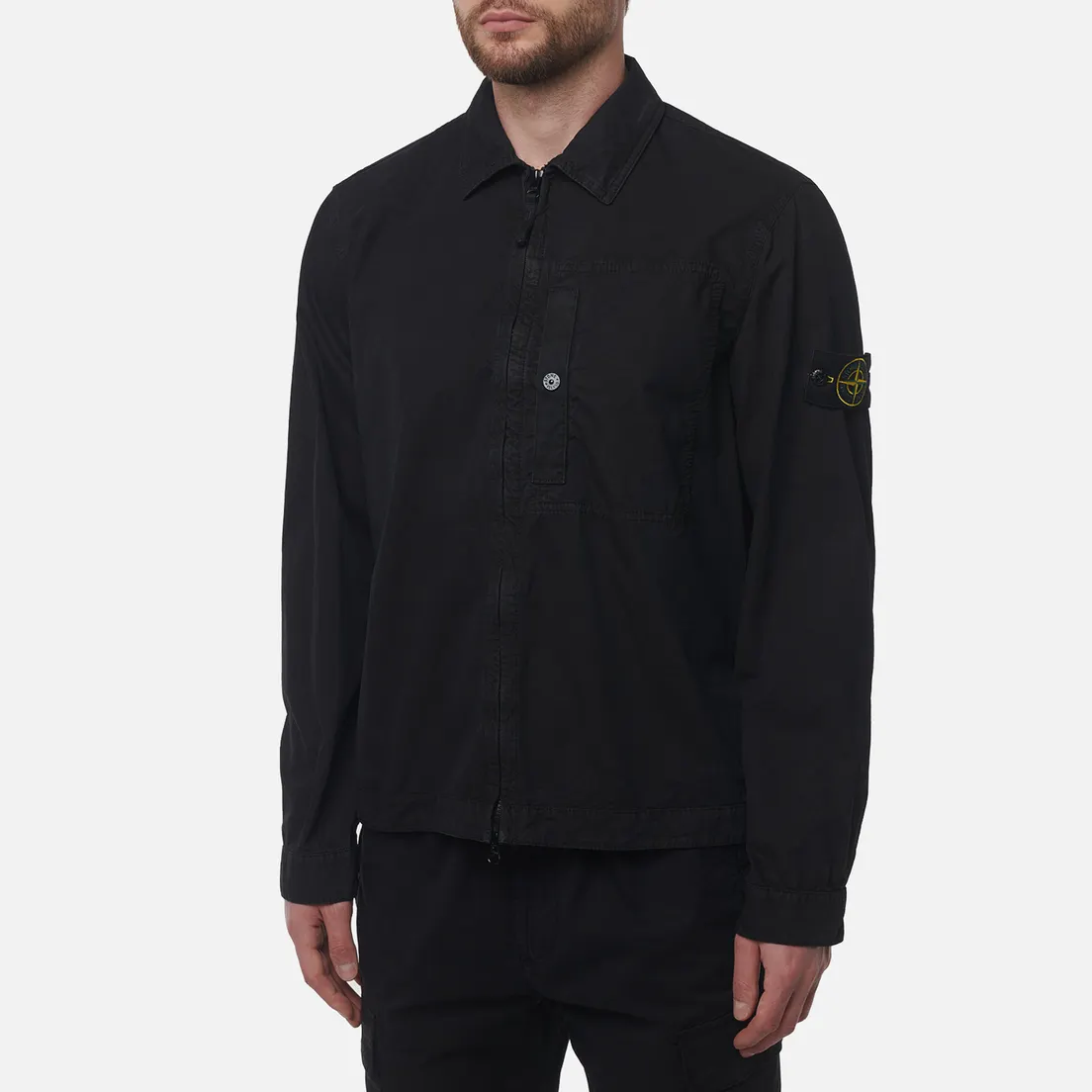 Stone Island Мужская рубашка Brushed Organic Cotton Canvas Old Effect Overshirt