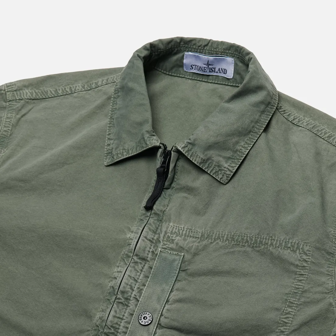 Stone Island Мужская рубашка Brushed Organic Cotton Canvas Old Effect Overshirt