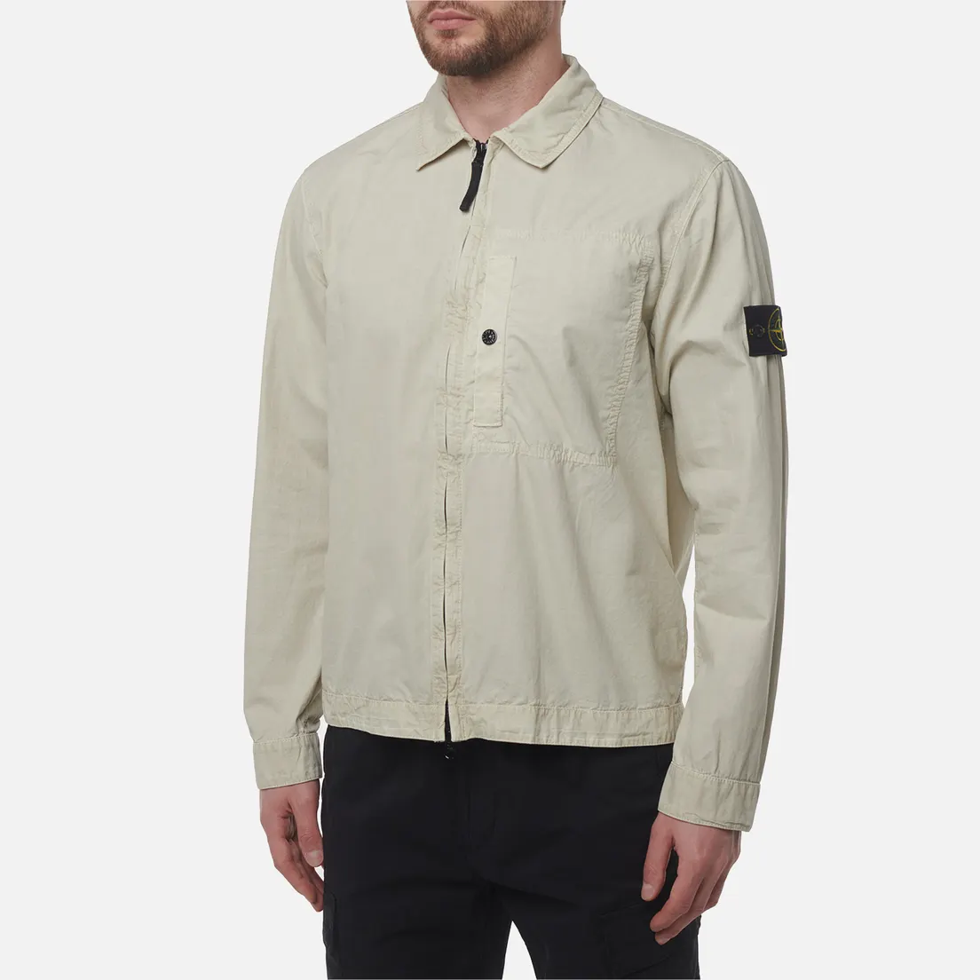 Stone Island Мужская рубашка Brushed Organic Cotton Canvas Old Effect Overshirt