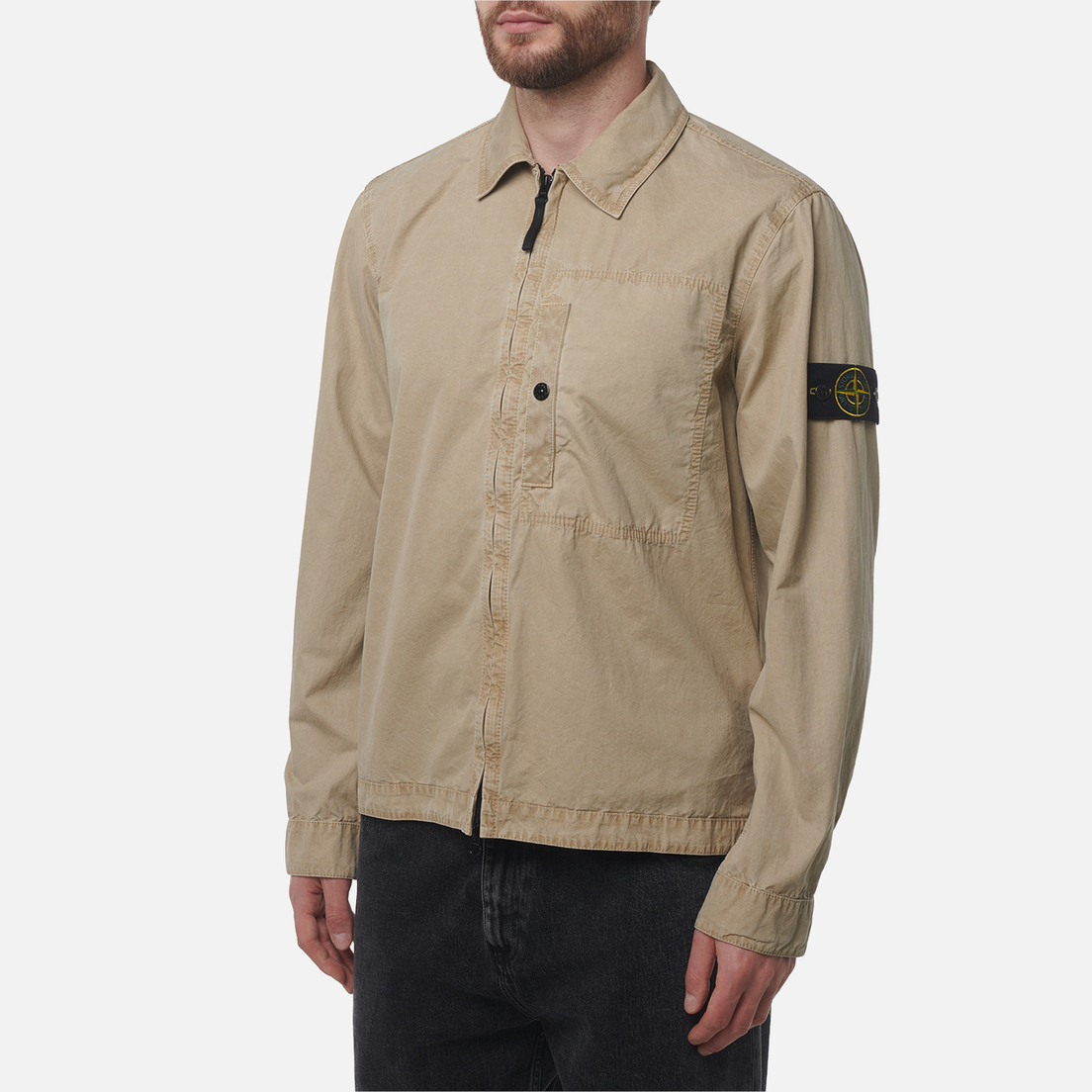 Stone Island Мужская рубашка Brushed Organic Cotton Canvas Old Effect Overshirt