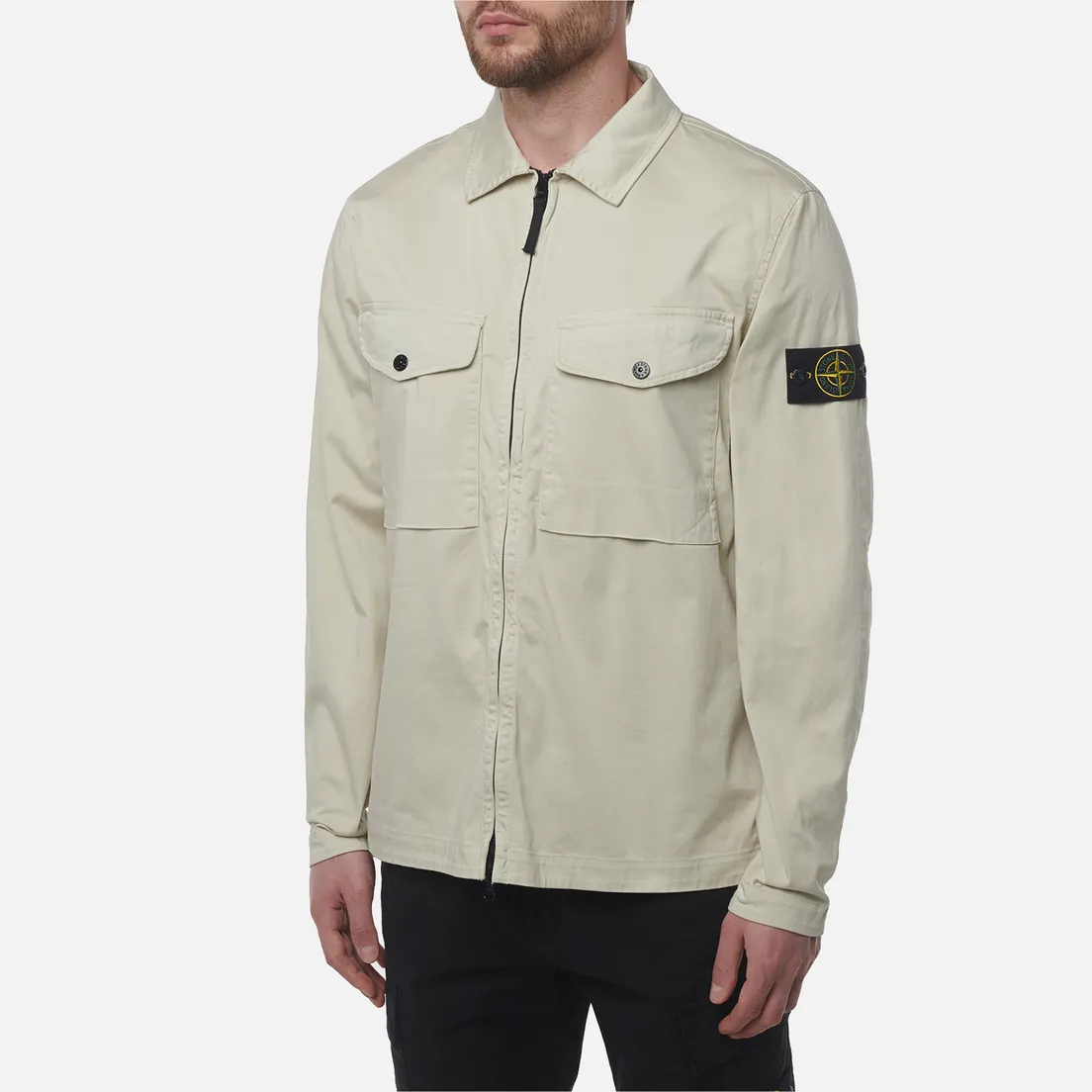 Stone Island Мужская рубашка Organic Stretch Cotton Satin Overshirt