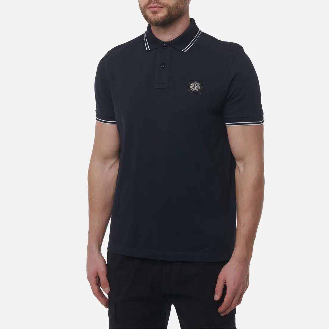 Stone Island Мужское поло Compass Patch Coloured Stripes