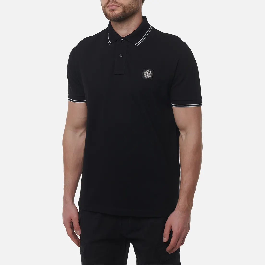 Stone Island Мужское поло Compass Patch Coloured Stripes