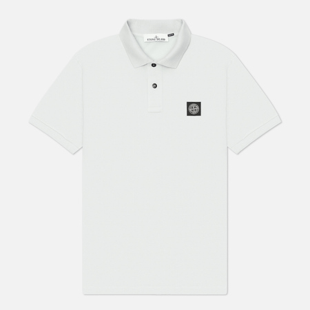  Мужское поло Stone Island Compass Patch Coloured Stripes, цвет голубой, размер L