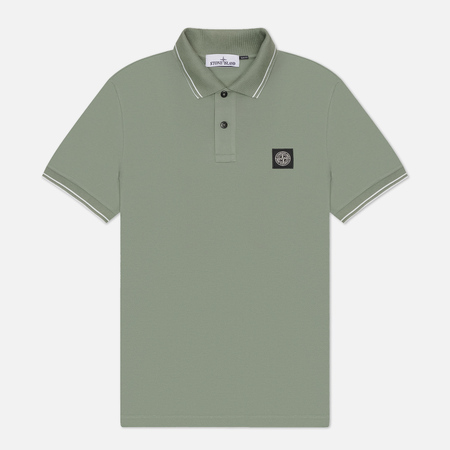   Brandshop Мужское поло Stone Island Compass Patch Coloured Stripes, цвет зелёный, размер M