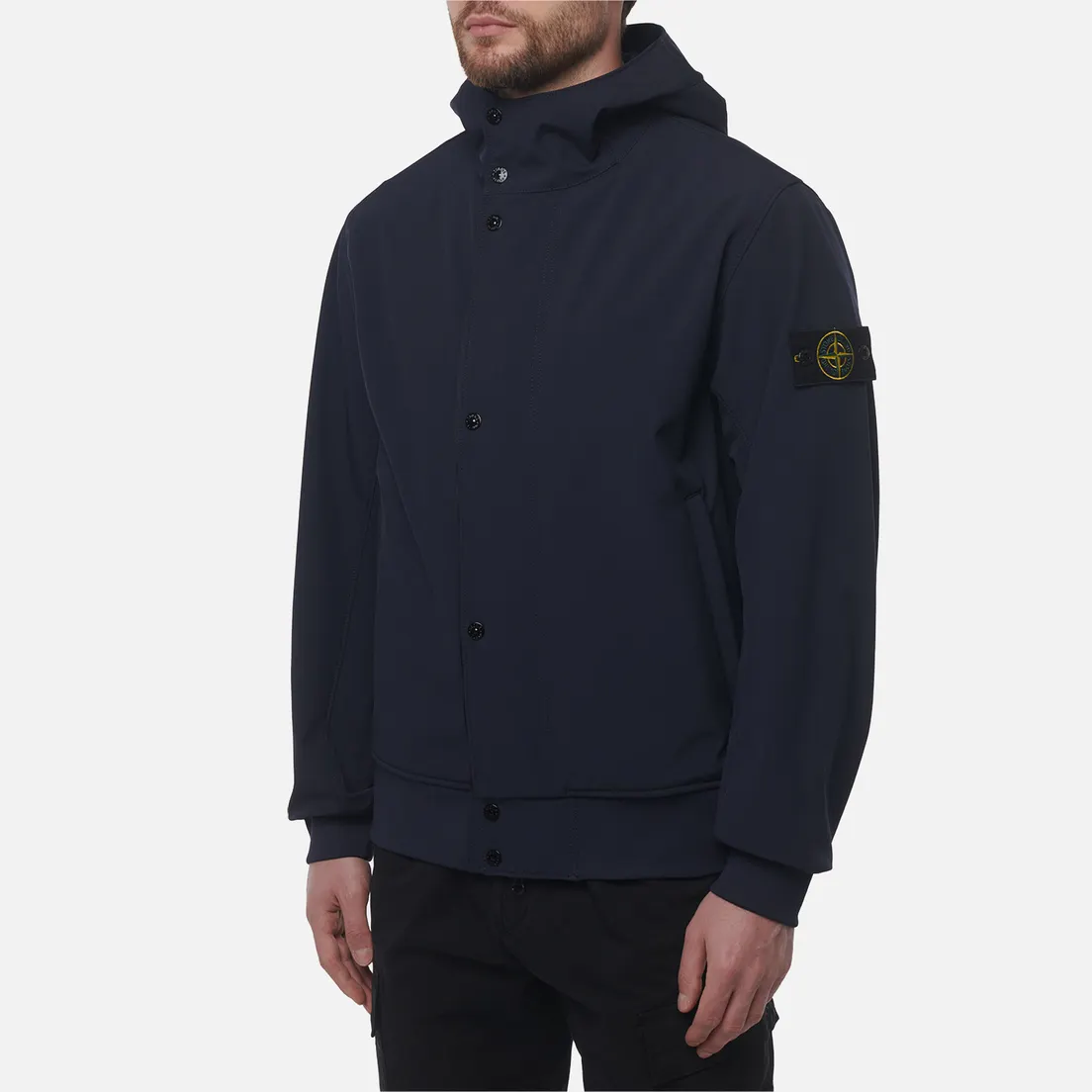 Stone Island Мужская куртка ветровка Light Soft Shell-R E.Dye Hooded
