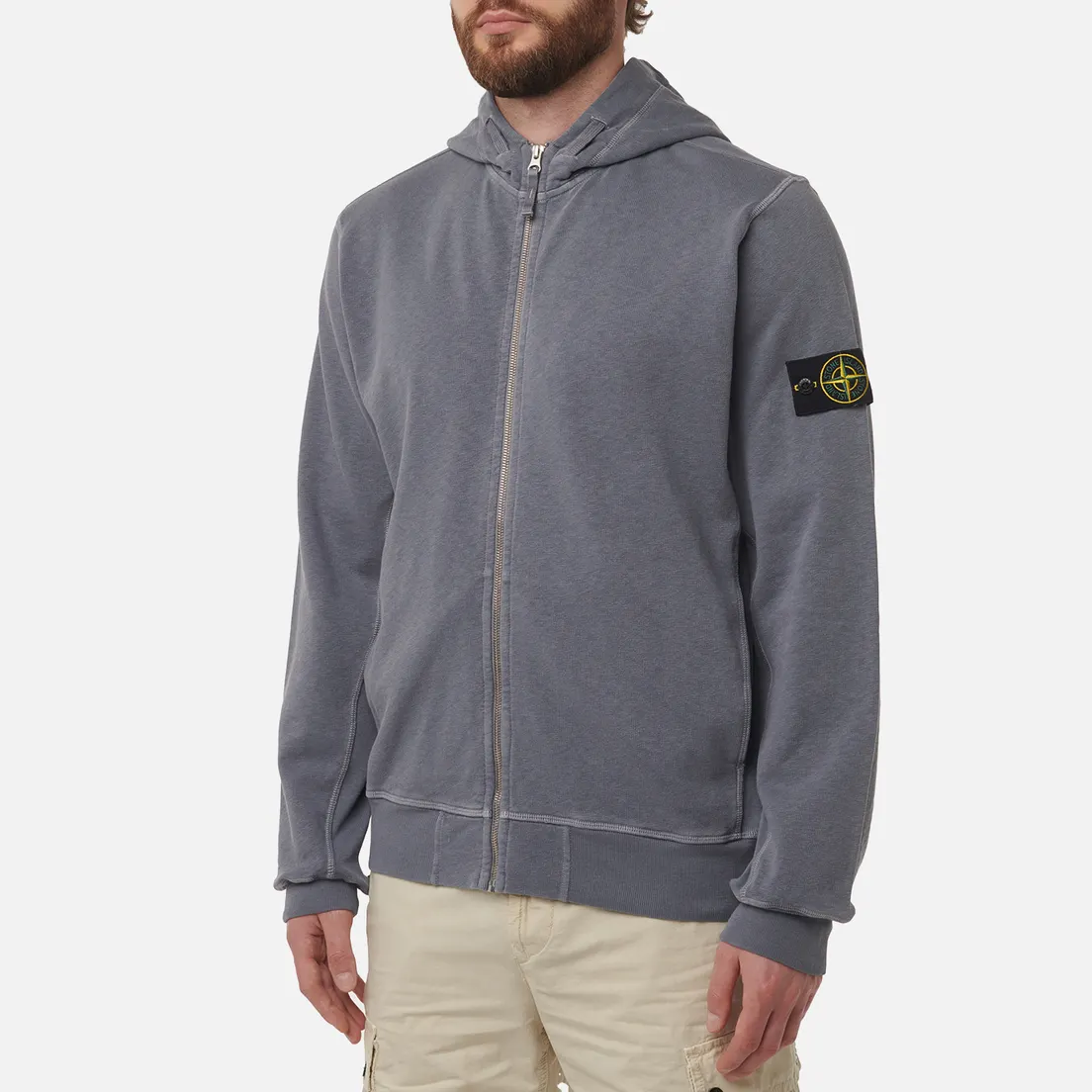 Stone Island Мужская толстовка Malfile Fleece Old Effect Full Zip Hoodie