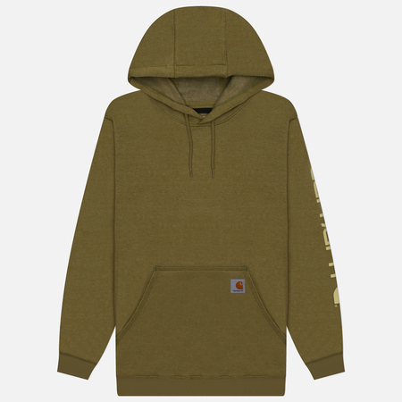 Мужская толстовка Carhartt Loose Fit Midweight Logo Sleeve Graphic Hoodie, цвет оливковый, размер S