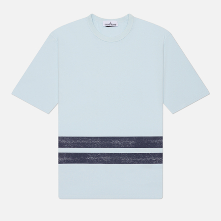 Мужская футболка Stone Island Marina Stripe Oversize, цвет голубой
