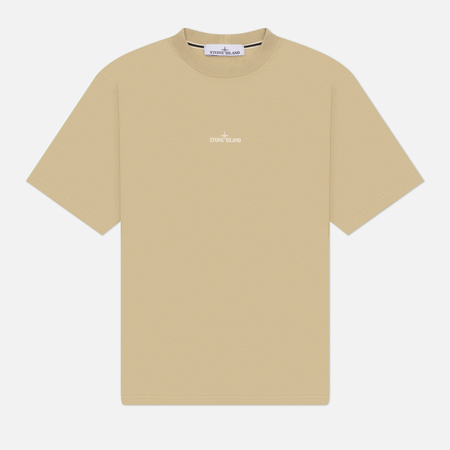 Мужская футболка Stone Island Combed Organic Cotton Jersey Logo Printed, цвет бежевый