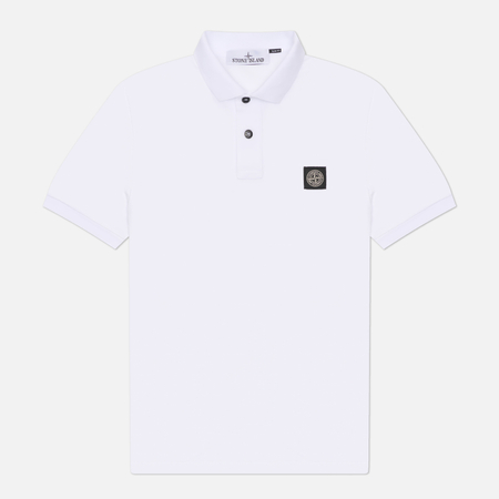 Мужское поло Stone Island Compass Patch Slim, цвет белый