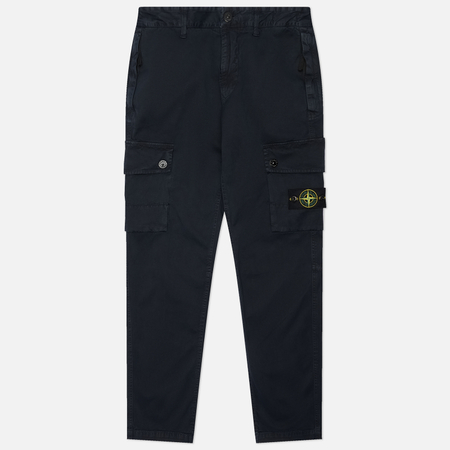 Мужские брюки Stone Island Stretch Organic Broken Twill Cotton Old Effect Slim, цвет синий, размер 32