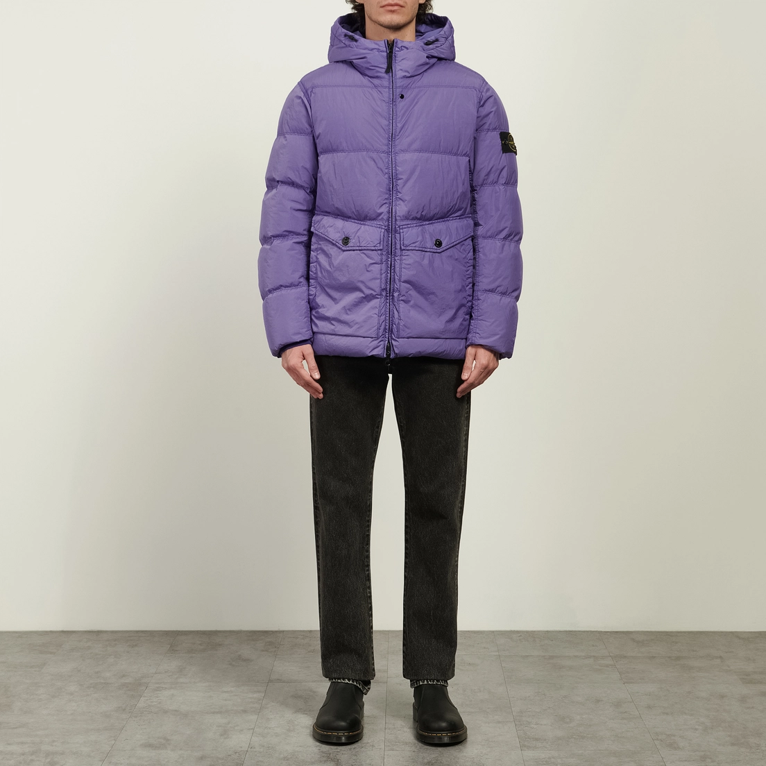 Stone Island Мужской пуховик Crinkle Reps NY Hooded