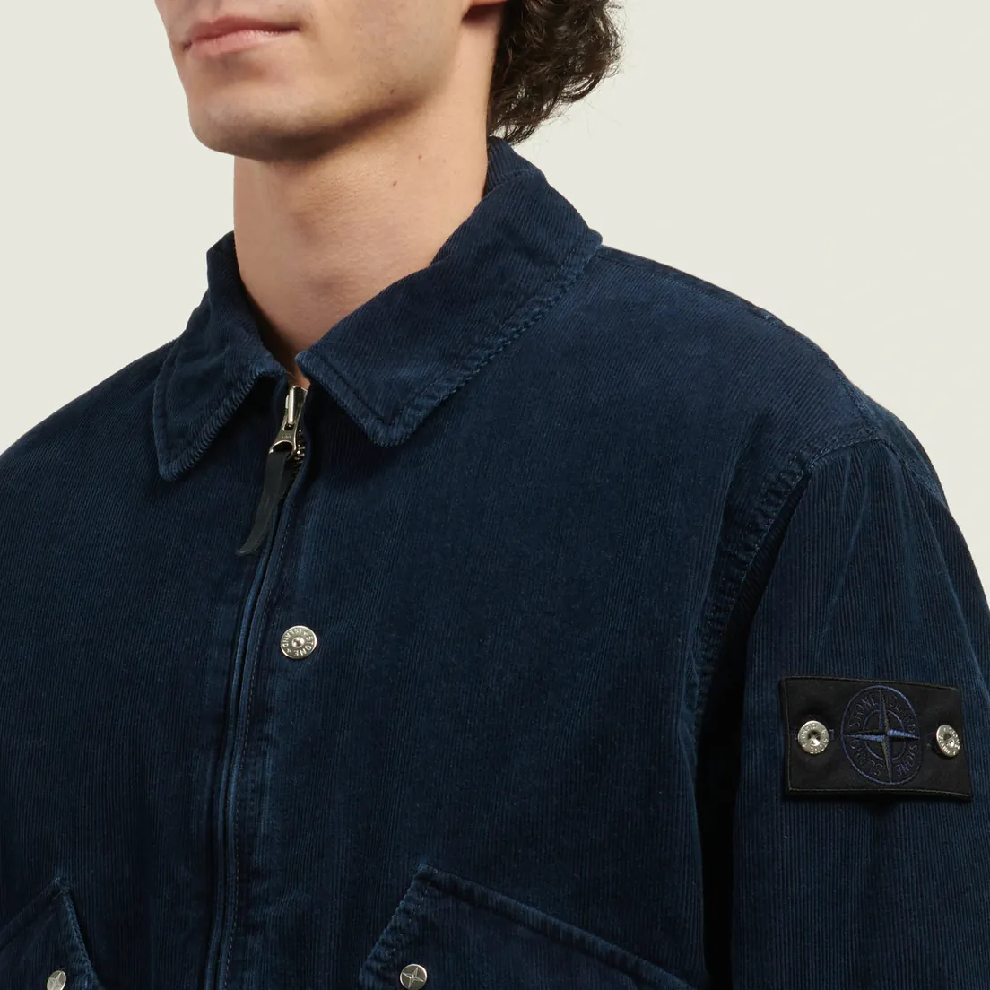 Stone Island Мужская куртка бомбер Indigo Micro Corduroy-Rinsed