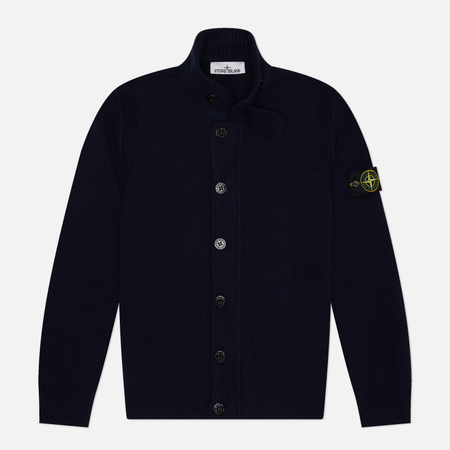 Мужской свитер Stone Island Lambswool Button-Up, цвет синий, размер L
