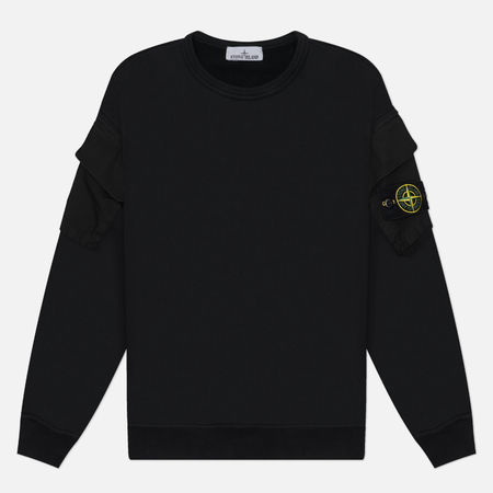 Мужская толстовка Stone Island Brushed Organic Cotton Fleece Pocket Sleeve Regular, цвет чёрный, размер XL
