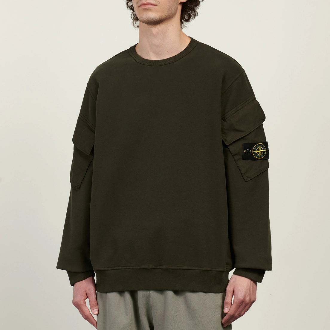 Stone Island Мужская толстовка Brushed Organic Cotton Fleece Pocket Sleeve Regular