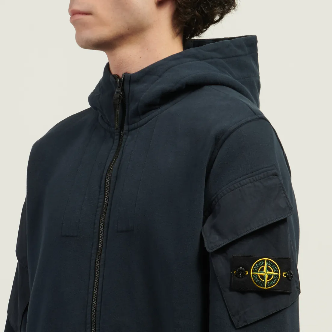 Stone Island Мужская толстовка Brushed Organic Cotton Fleece Regular Zip-Up Hoodie