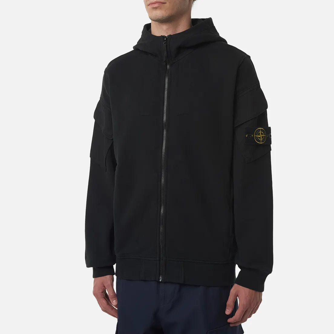Stone Island Мужская толстовка Brushed Organic Cotton Fleece Regular Zip-Up Hoodie