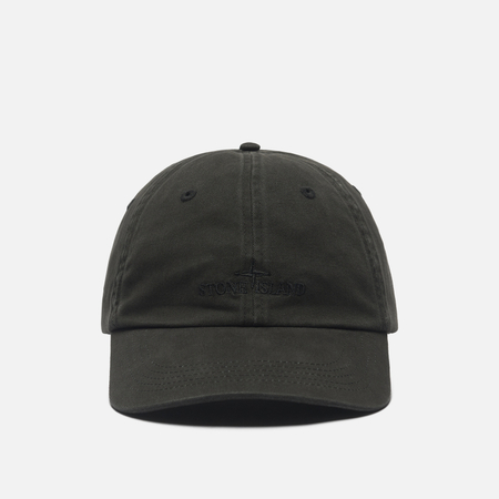 фото Кепка stone island brushed cotton gabardine, цвет чёрный