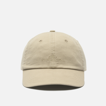фото Кепка stone island brushed cotton gabardine, цвет бежевый