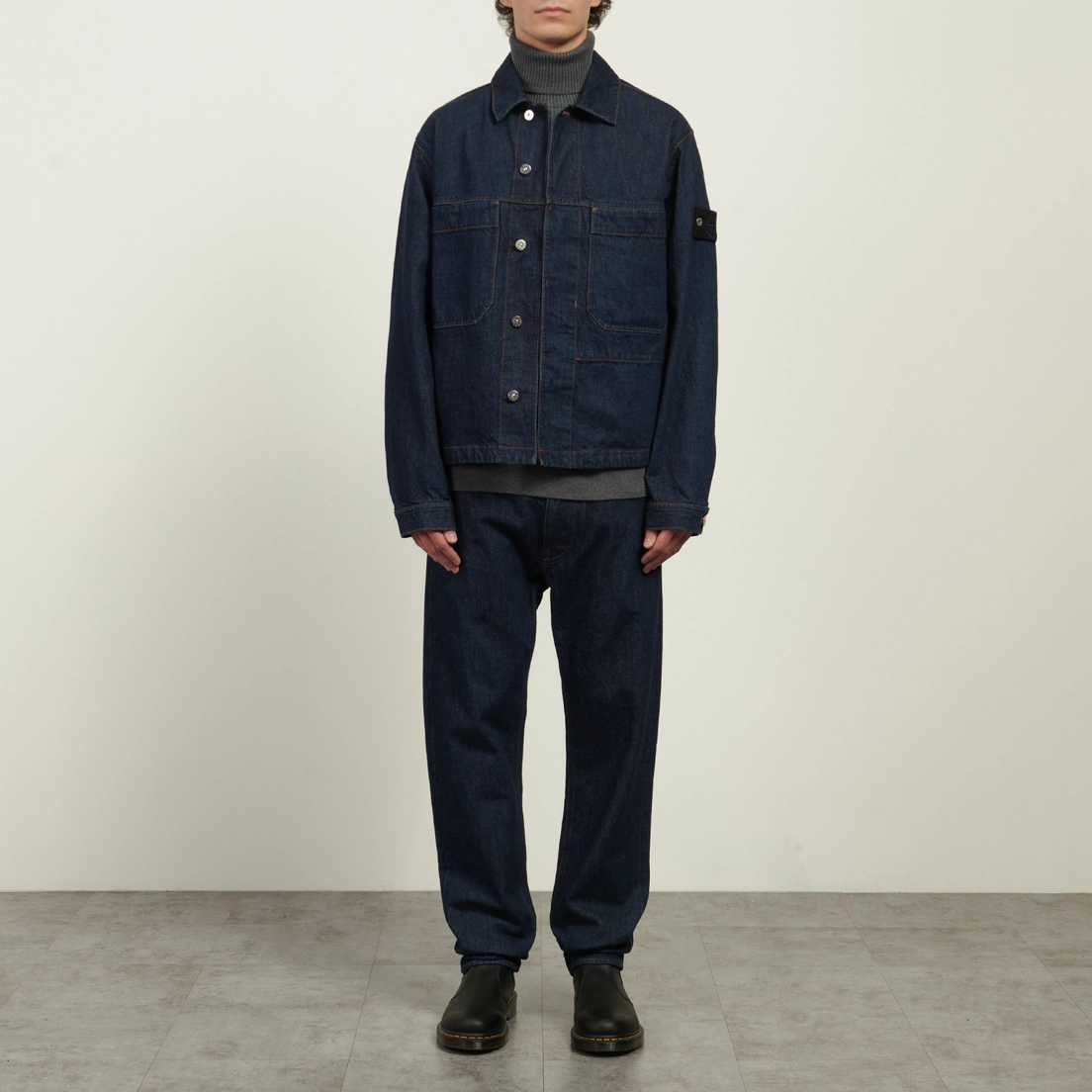 Stone Island Мужская джинсовая куртка Indigo Denim-Rinsed