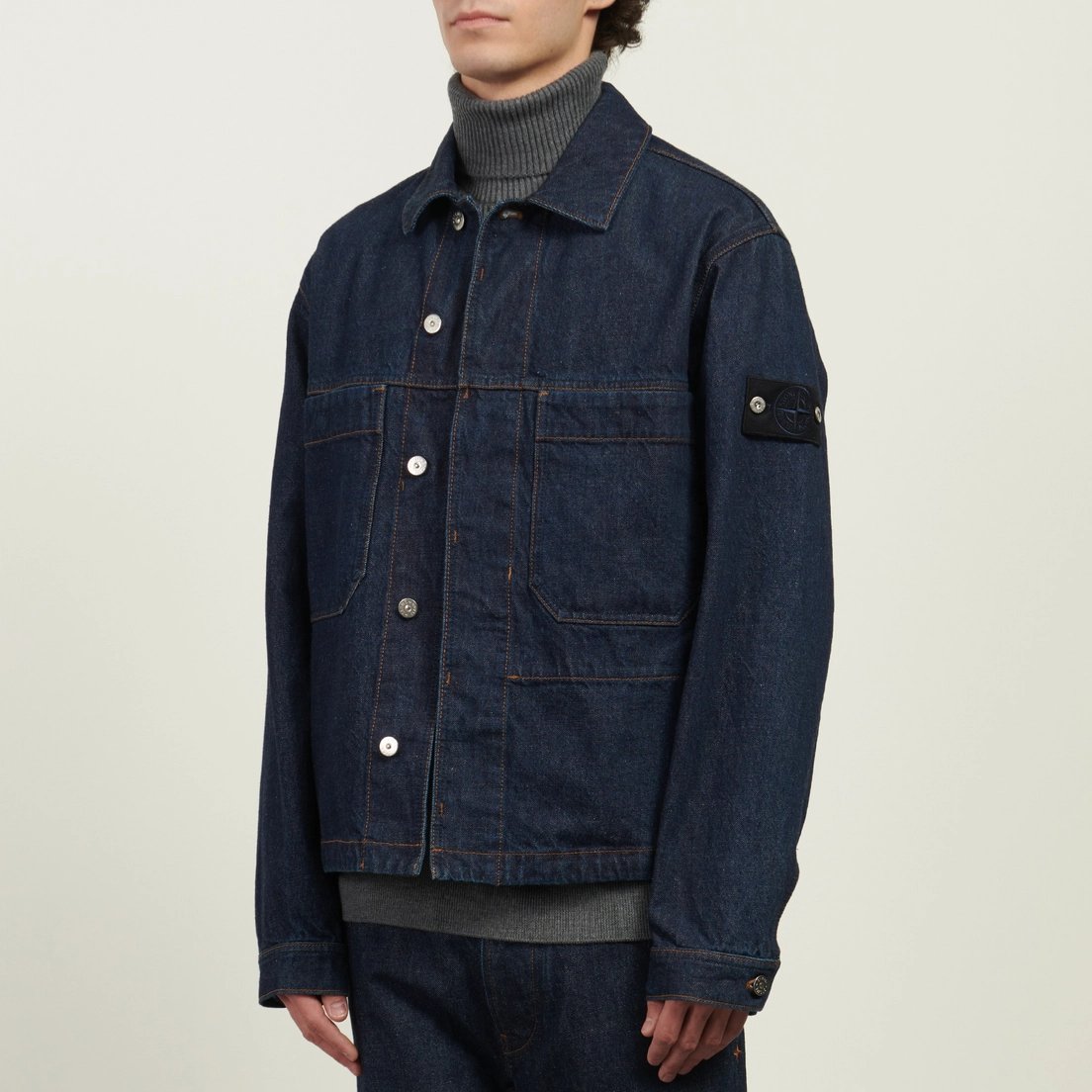 Stone Island Мужская джинсовая куртка Indigo Denim-Rinsed