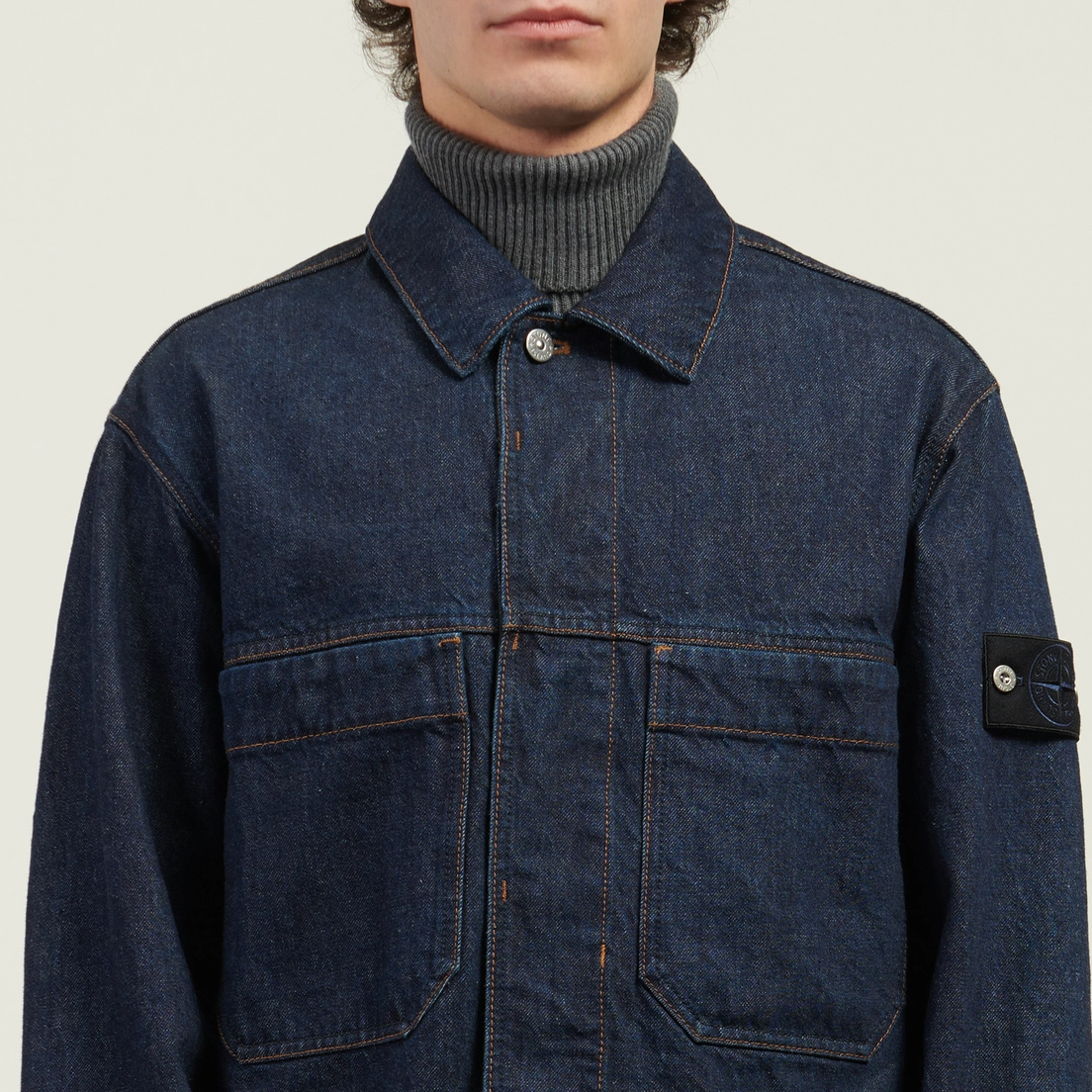Stone Island Мужская джинсовая куртка Indigo Denim-Rinsed