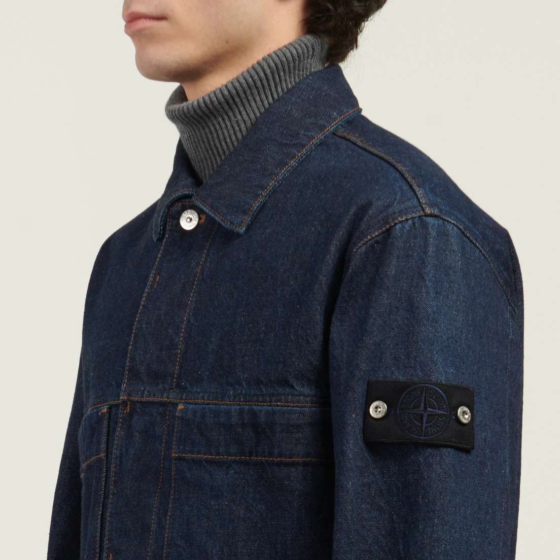 Stone Island Мужская джинсовая куртка Indigo Denim-Rinsed