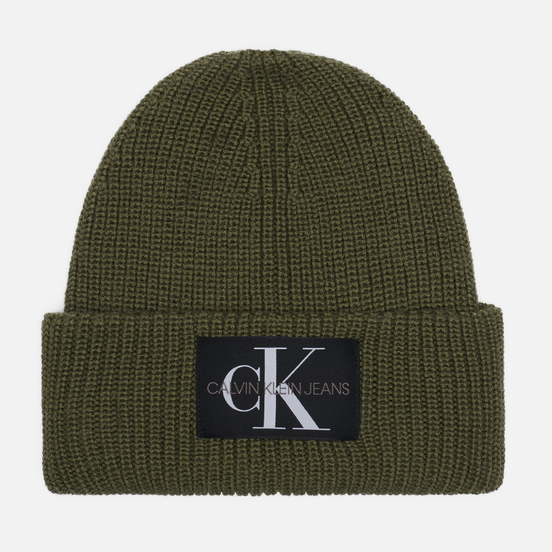 Шапка Calvin Klein Jeans Logo Beanie Olive Night