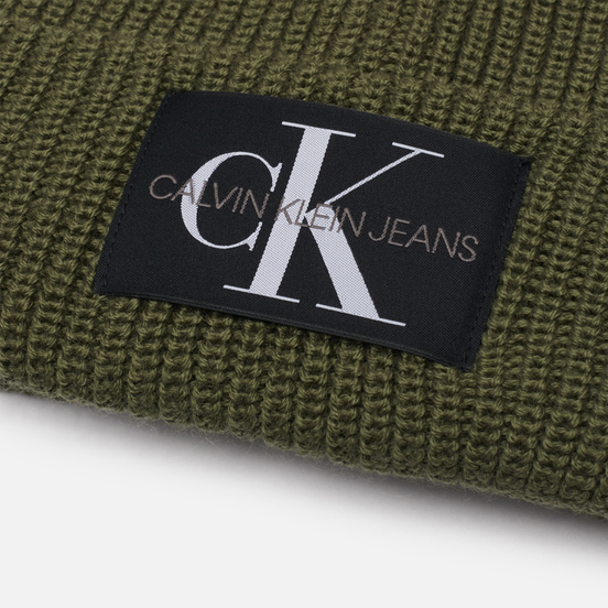 Шапка Calvin Klein Jeans Logo Beanie Olive Night