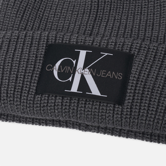 Шапка Calvin Klein Jeans Logo Beanie Charcoal