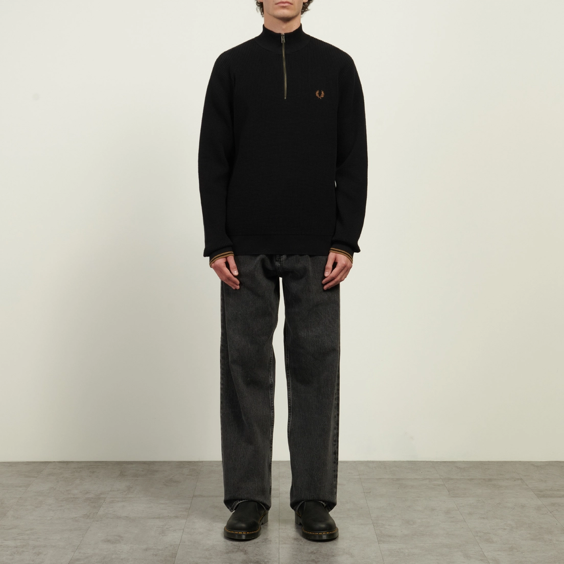 Fred Perry Мужской свитер Waffle Stitch Half Zip