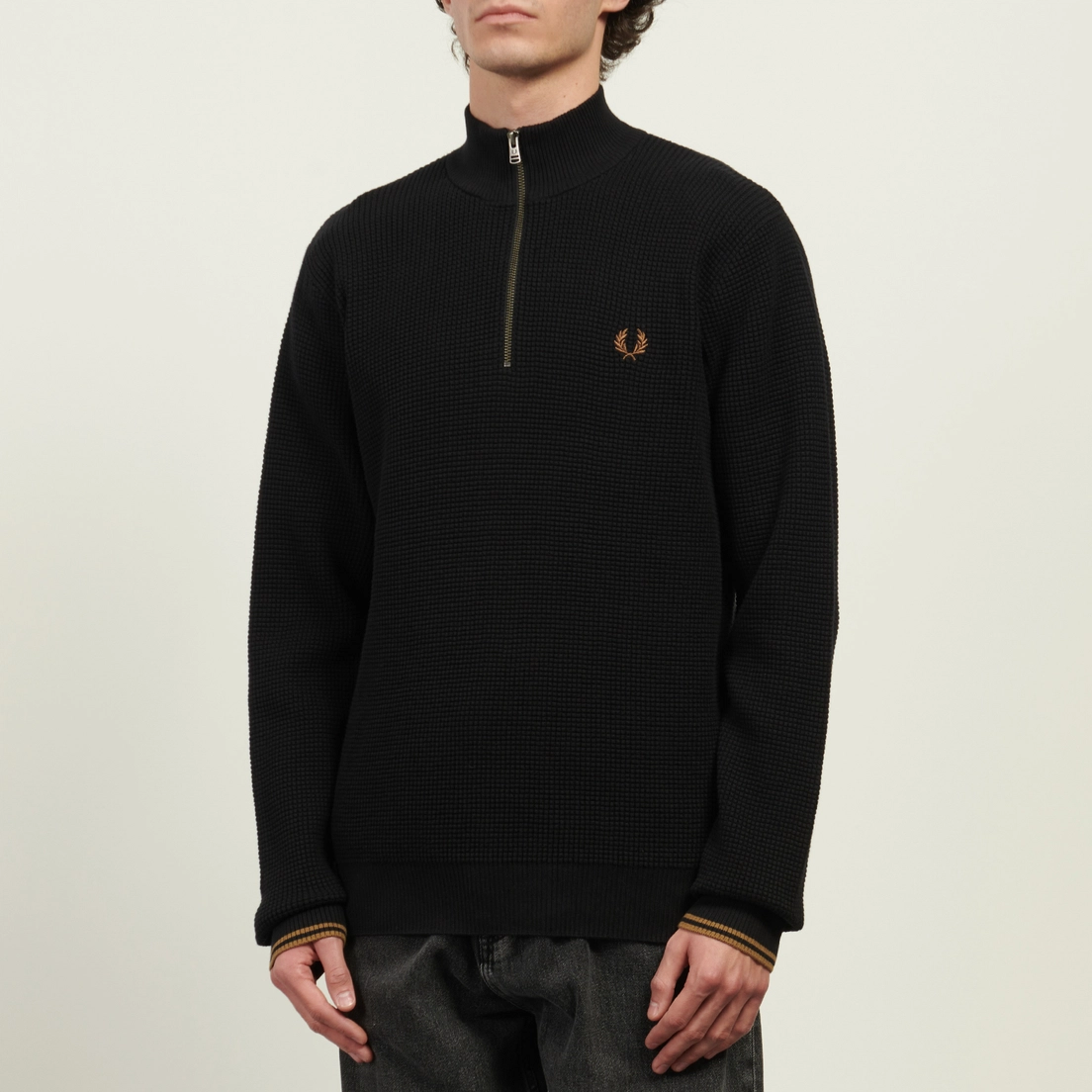 Fred Perry Мужской свитер Waffle Stitch Half Zip