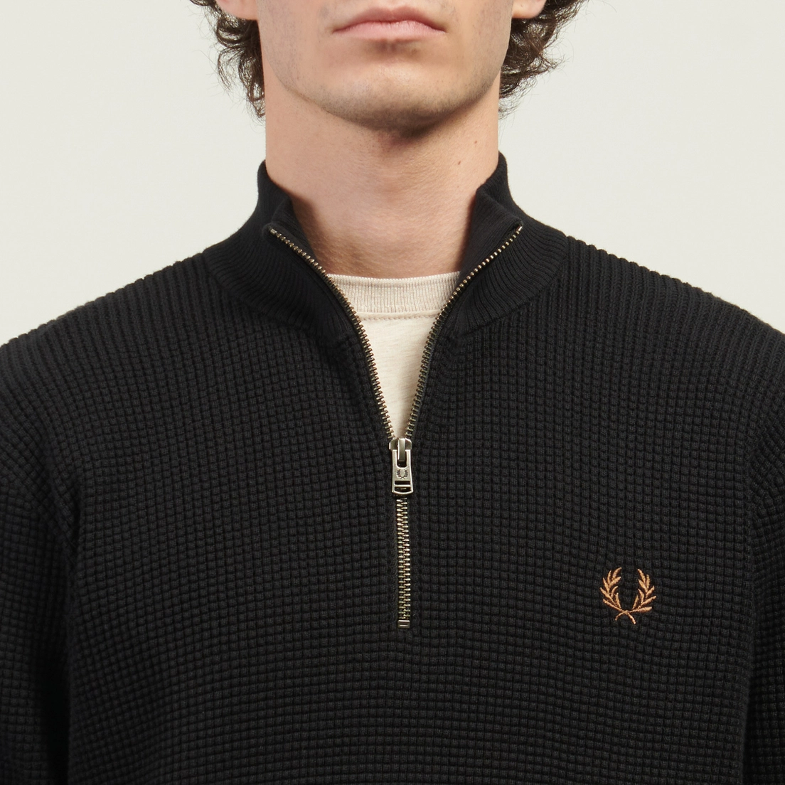 Fred Perry Мужской свитер Waffle Stitch Half Zip