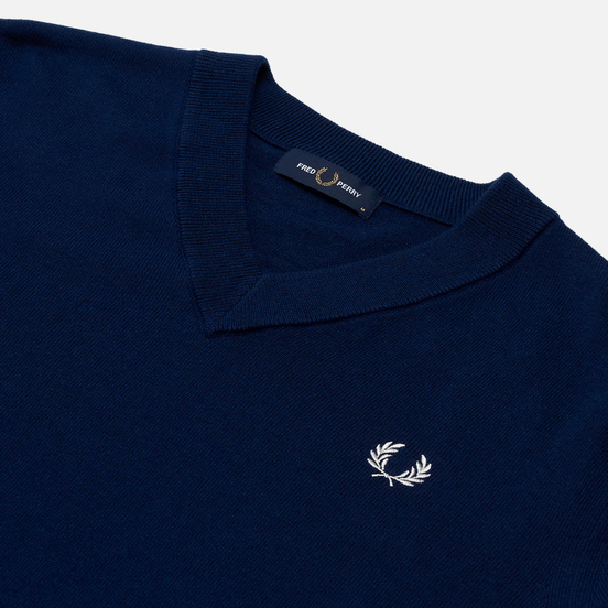 Мужской свитер Fred Perry Tipped Sleeve V-Neck Dark Carbon