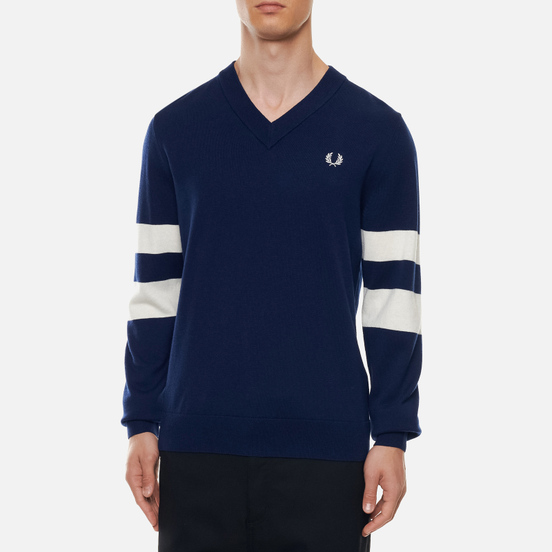 Мужской свитер Fred Perry Tipped Sleeve V-Neck Dark Carbon