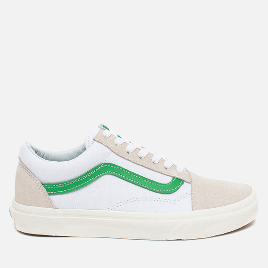 vans old skool white with green stripe