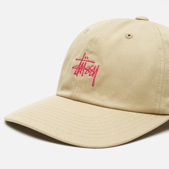 Кепка Stussy Stock Low Pro Embroidered Logo Khaki/Pink