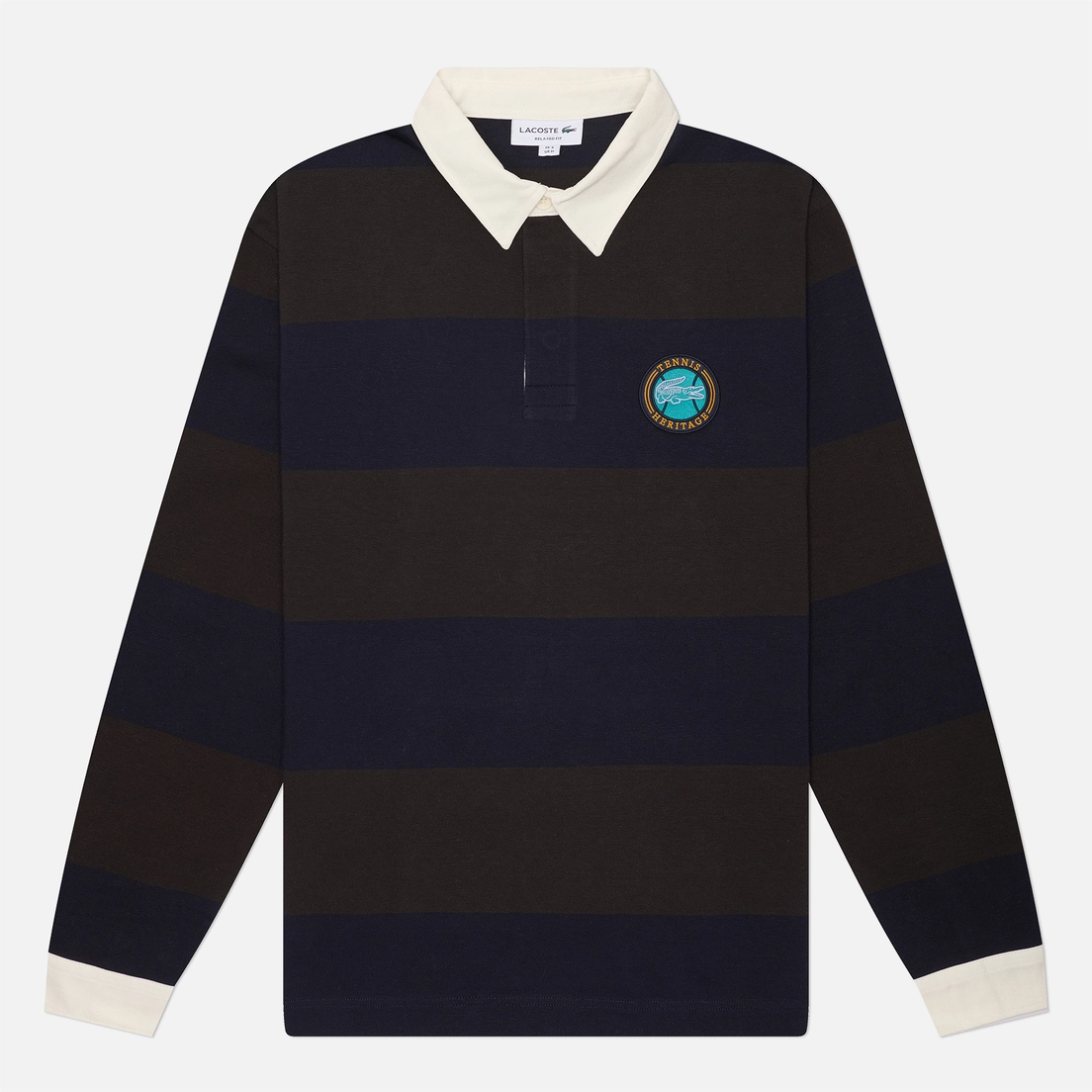 Lacoste Мужской лонгслив Relaxed Fit Striped Rugby