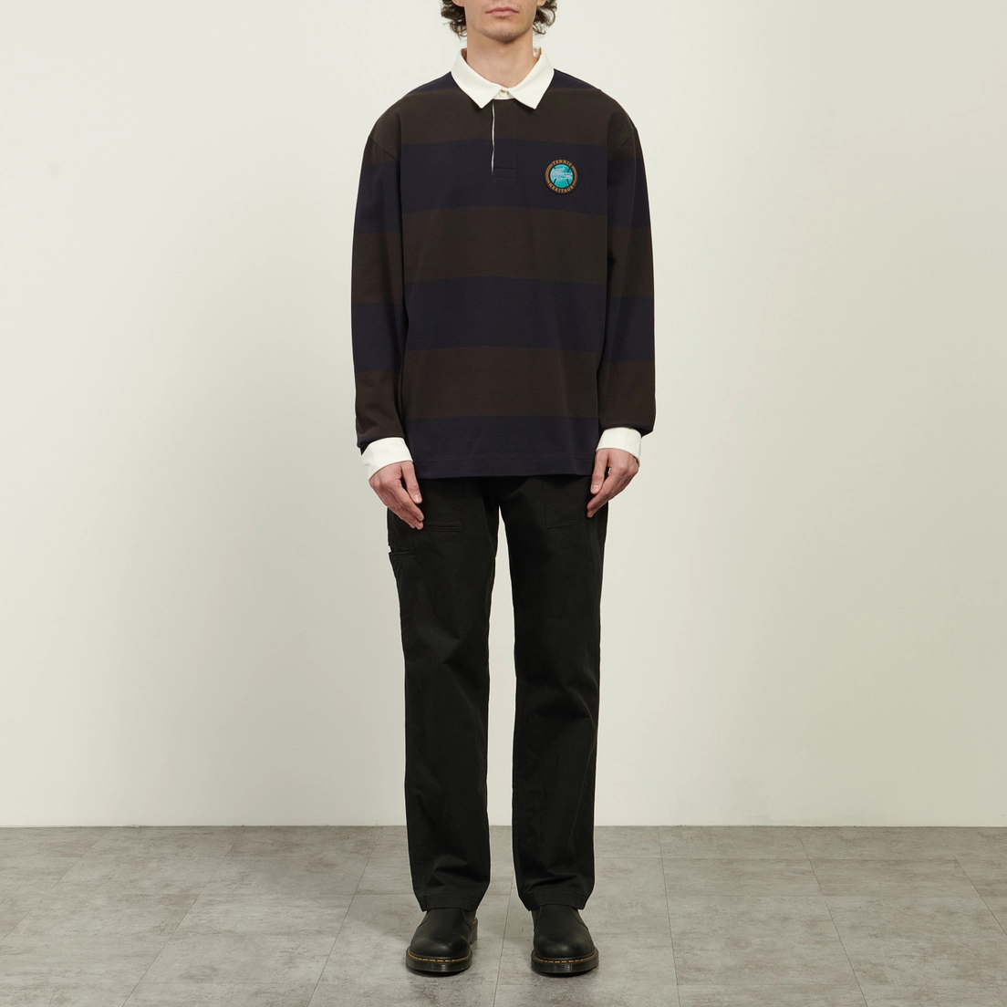 Lacoste Мужской лонгслив Relaxed Fit Striped Rugby