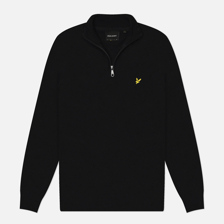 Мужской свитер Lyle & Scott Cotton Merino Quarter Zip, цвет чёрный, размер M