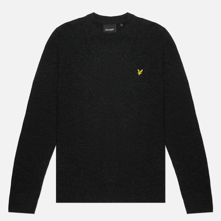 Мужской свитер Lyle & Scott Crew Neck Lambswool Blend Regular Fit Jumper, цвет чёрный, размер L