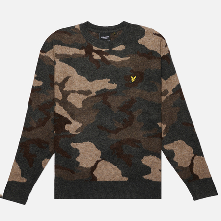 Мужской свитер Lyle & Scott Brushed Camouflage Crew Neck Jumper, цвет чёрный, размер XL