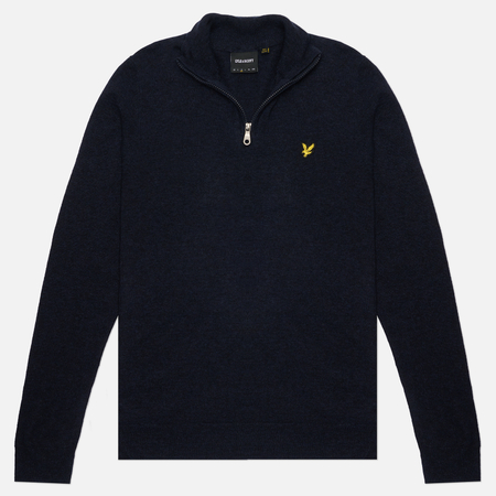 Мужской свитер Lyle & Scott Lambswool Blend Quarter Zip Jumper, цвет синий, размер S