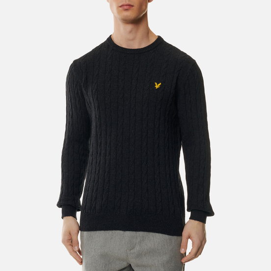 Мужской свитер Lyle & Scott Cable Jumper Jet Black Marl