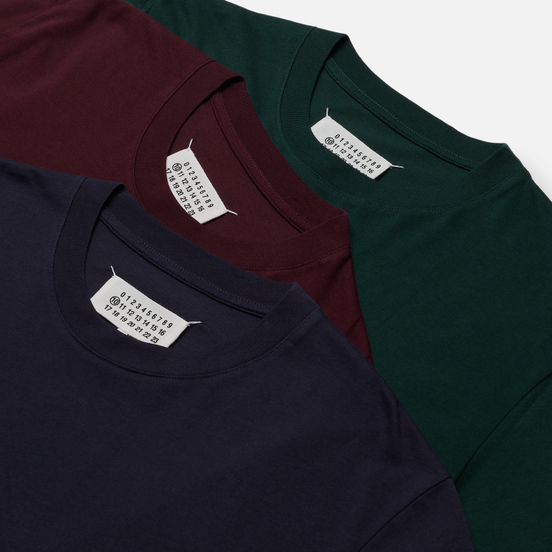 Комплект мужских футболок Maison Margiela 3-Pack Classic Bottle Green/Bordeaux/Navy