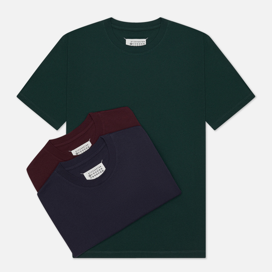 Комплект мужских футболок Maison Margiela 3-Pack Classic Bottle Green/Bordeaux/Navy